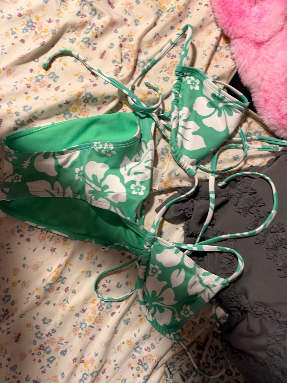 Womens Green Floral two piece Swimsuit